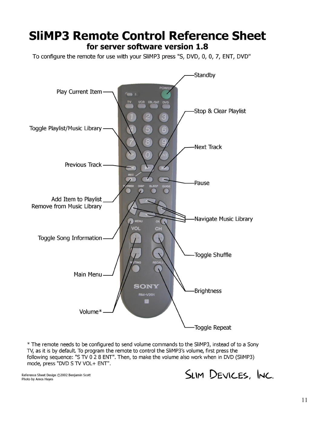 Slim Devices SliMP3 owner manual 