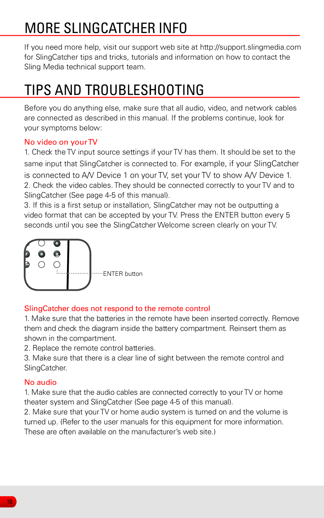 Sling Media KSAFF0500400W1US manual More Slingcatcher Info, Tips and troubleshooting 