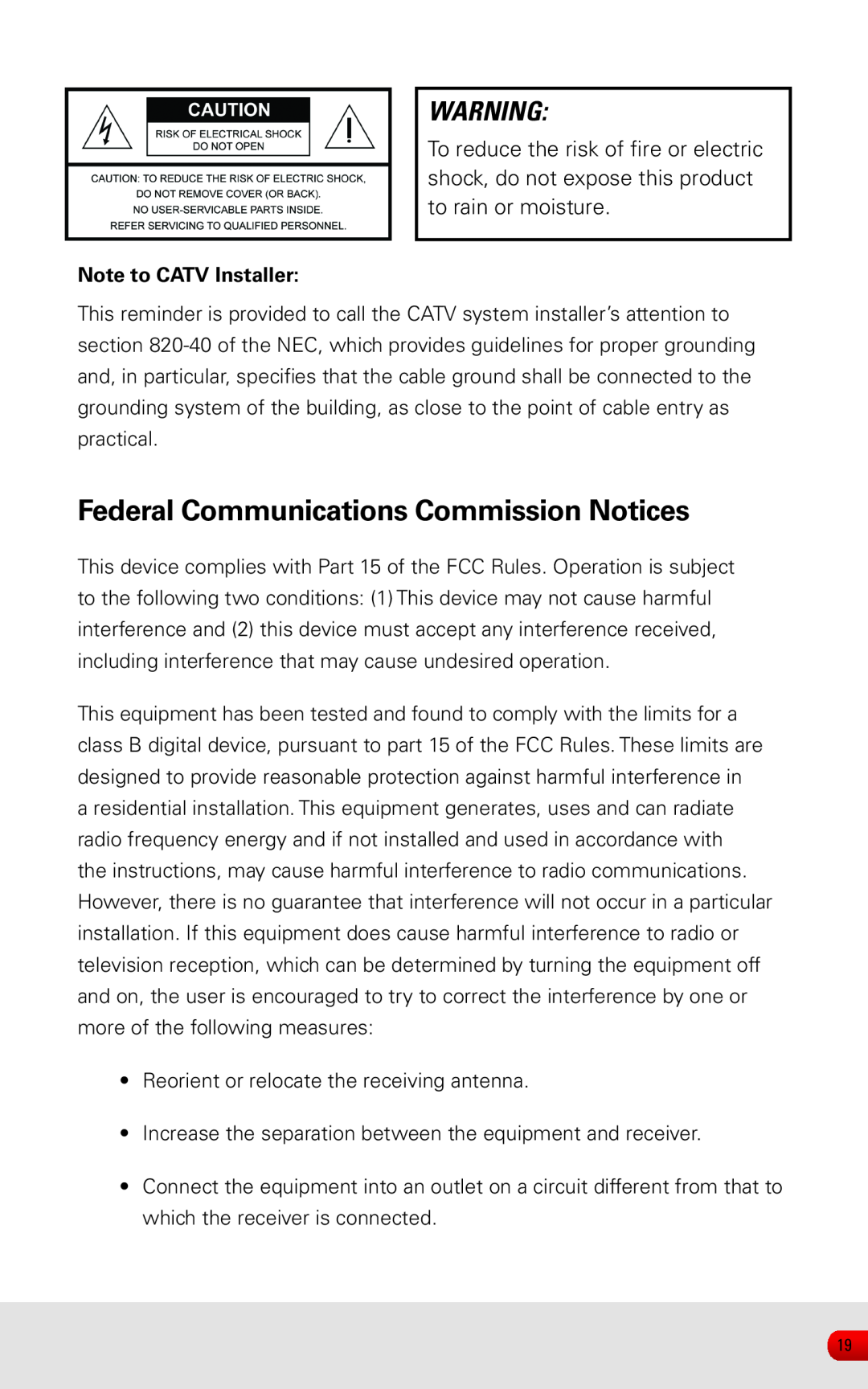 Sling Media KSAFF0500400W1US manual Federal Communications Commission Notices, Note to CATV Installer 