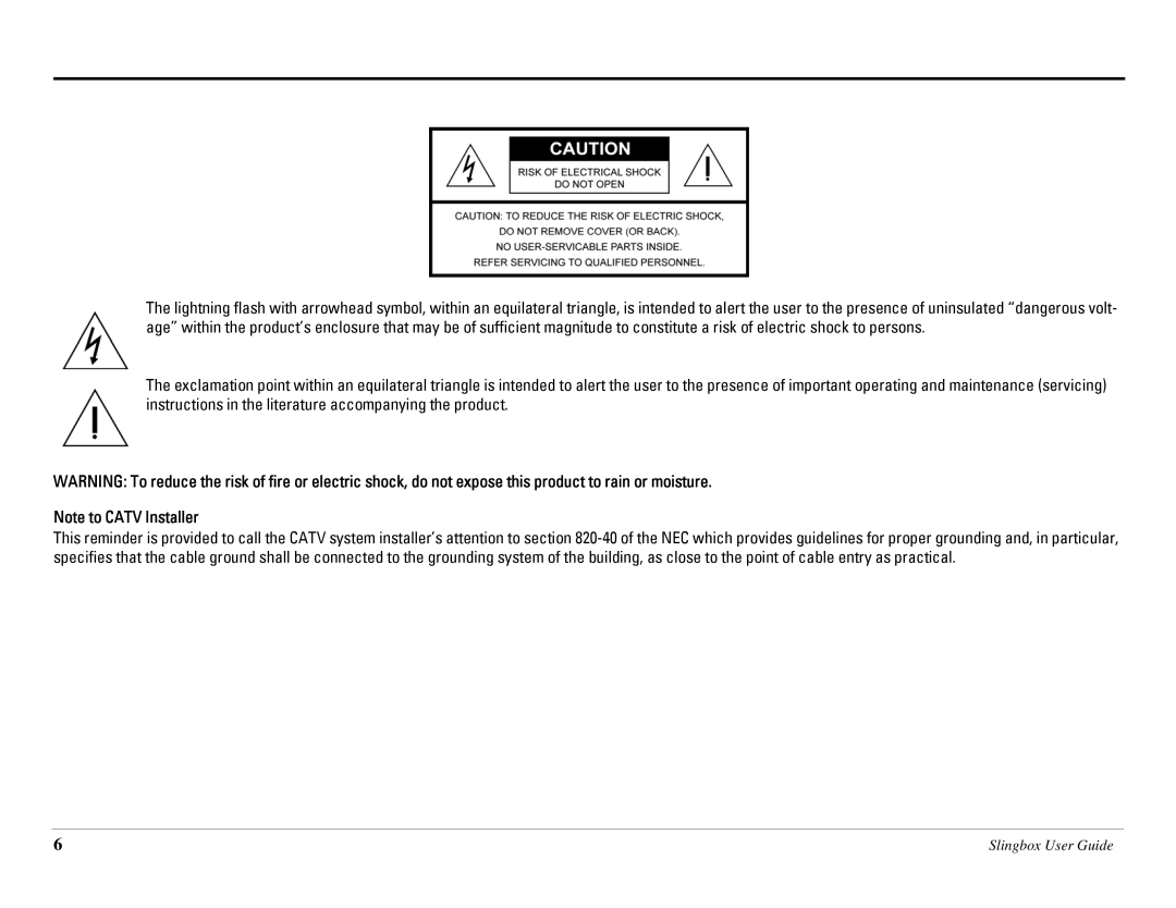 Sling Media SB260-100 manual Slingbox User Guide 