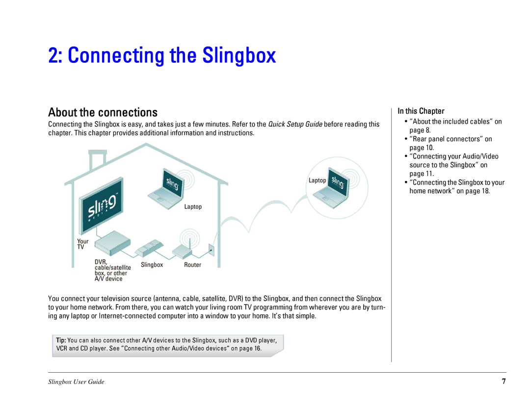 Sling Media SB260-100 manual Connecting the Slingbox, About the connections 