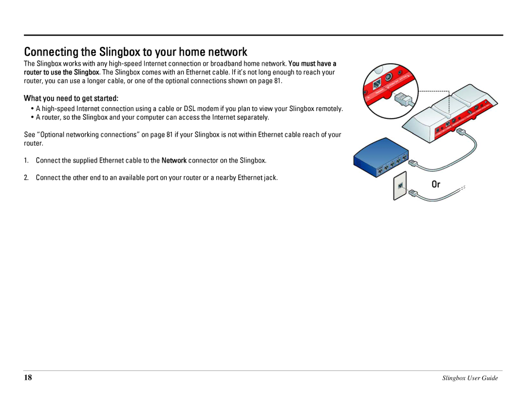 Sling Media SB260-100 manual Connecting the Slingbox to your home network, What you need to get started 