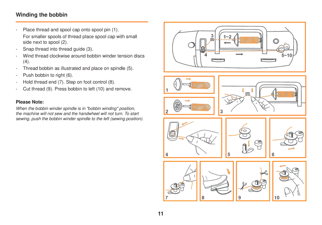 Smart Parts 100 s owner manual Winding the bobbin, Please Note 