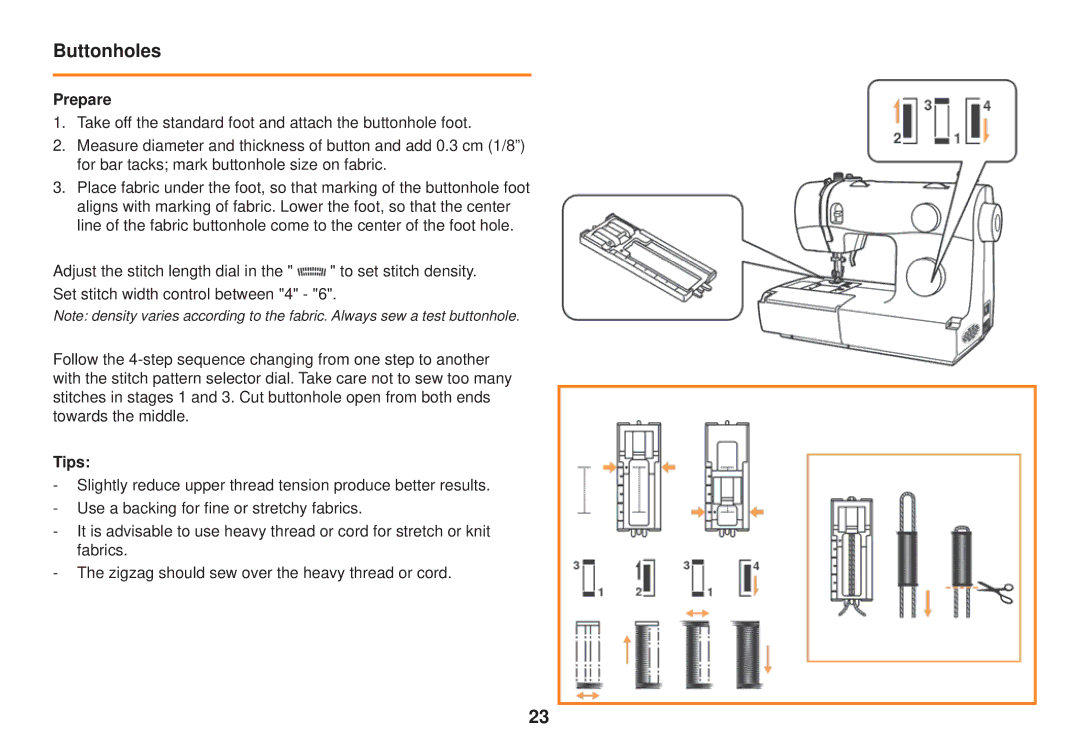 Smart Parts 100 s owner manual Buttonholes, Prepare, Tips 