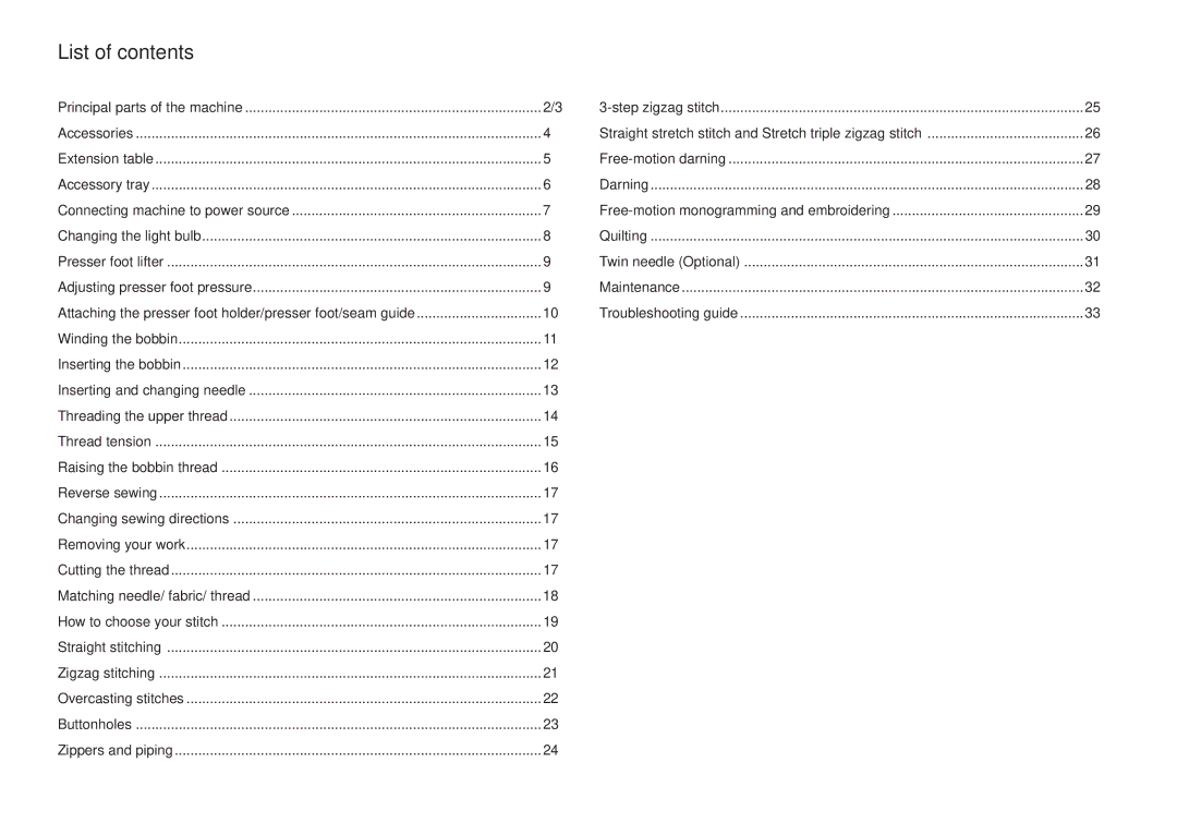 Smart Parts 100 s owner manual List of contents 