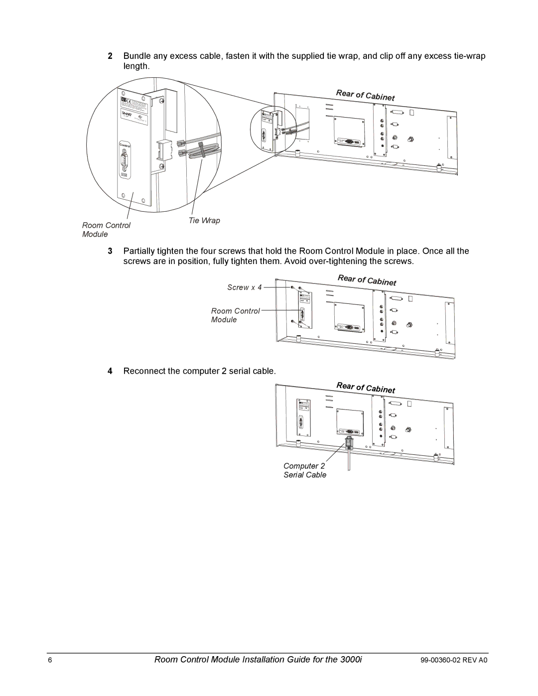 Smart Technologies 3000i manual Reconnect the computer 2 serial cable 