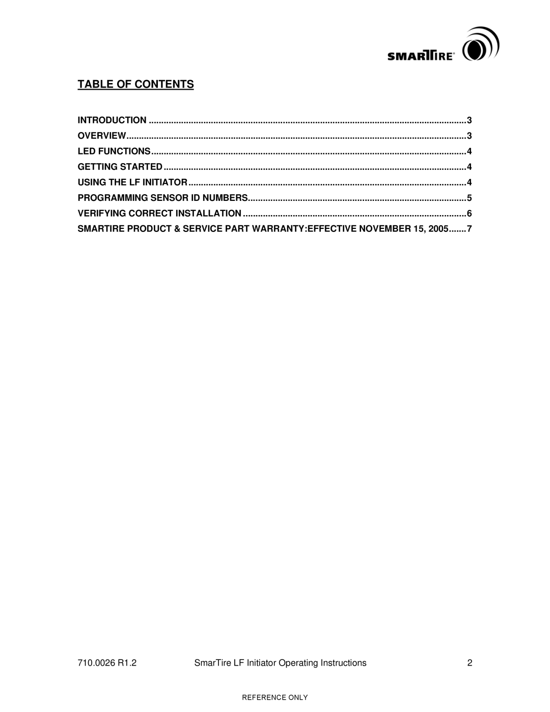 Smart Technologies 710.0026 instruction manual Table of Contents 