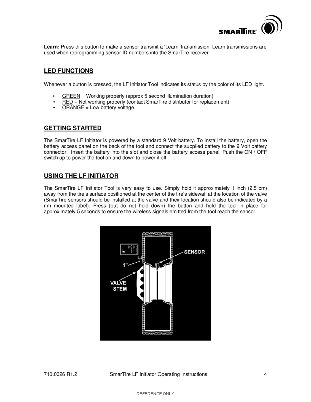 Smart Technologies 710.0026 instruction manual LED Functions, Getting Started, Using the LF Initiator 