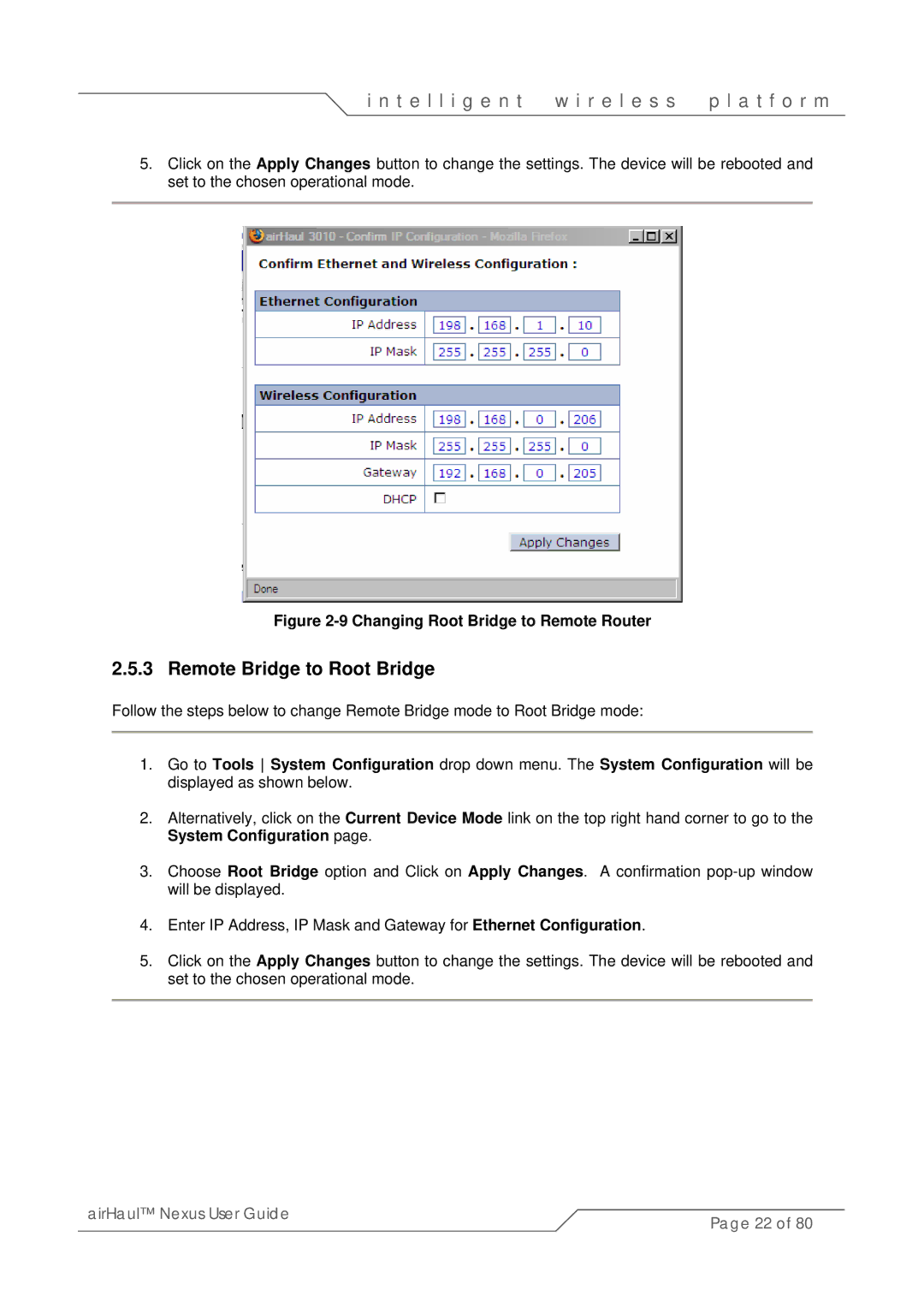 SmartBridges sB3010 manual Remote Bridge to Root Bridge, Changing Root Bridge to Remote Router 