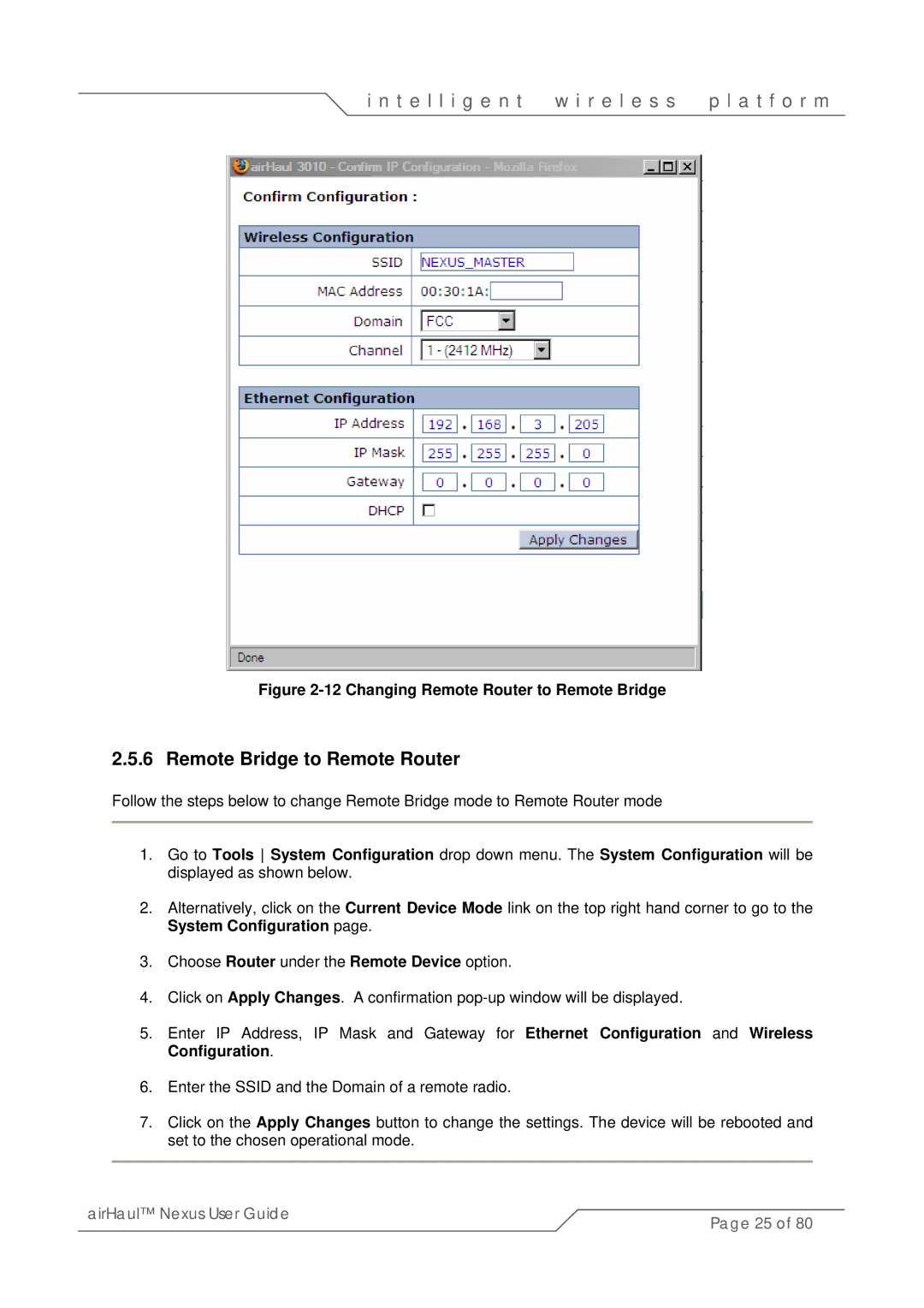 SmartBridges sB3010 manual Remote Bridge to Remote Router, Changing Remote Router to Remote Bridge 