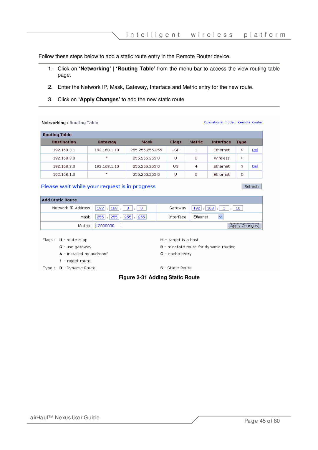 SmartBridges sB3010 manual Adding Static Route 