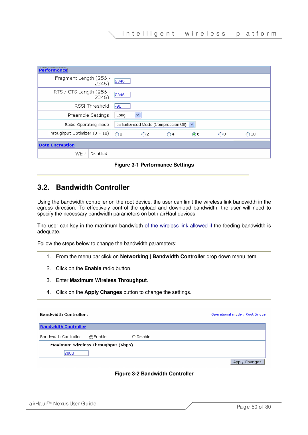 SmartBridges sB3010 manual Bandwidth Controller, Enter Maximum Wireless Throughput 