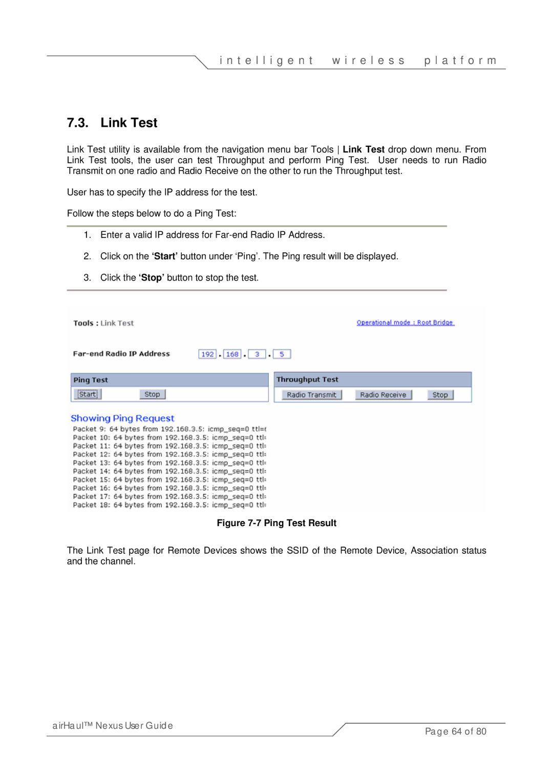 SmartBridges sB3010 manual Link Test, Ping Test Result 