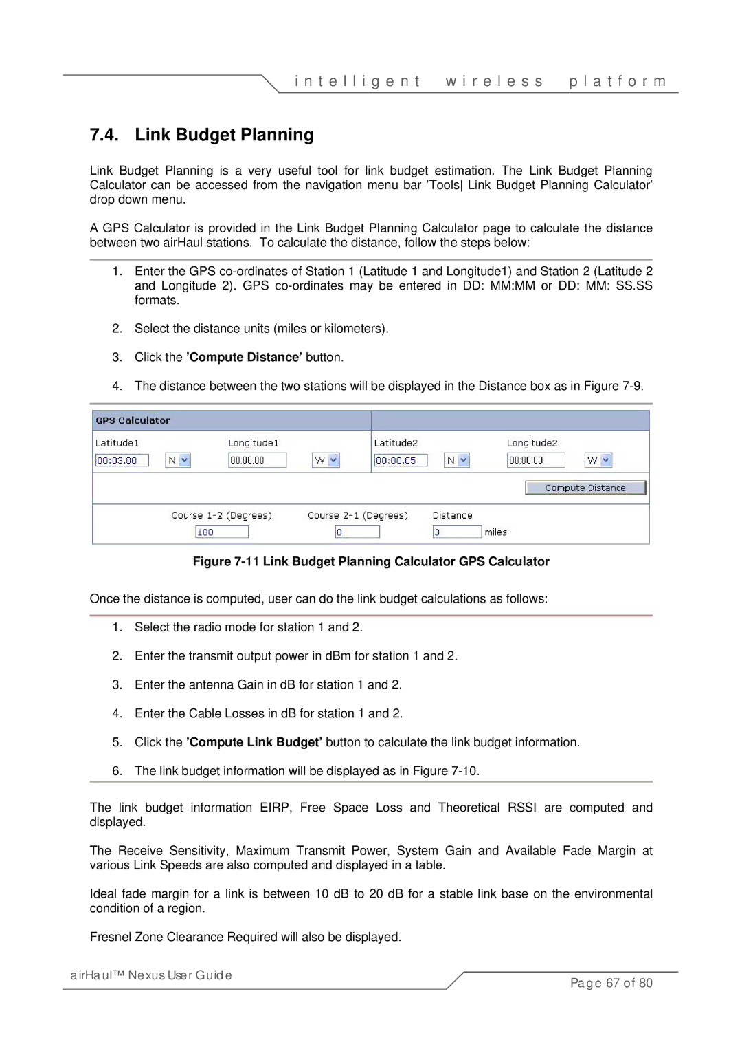 SmartBridges sB3010 manual Link Budget Planning, Click the ’Compute Distance’ button 