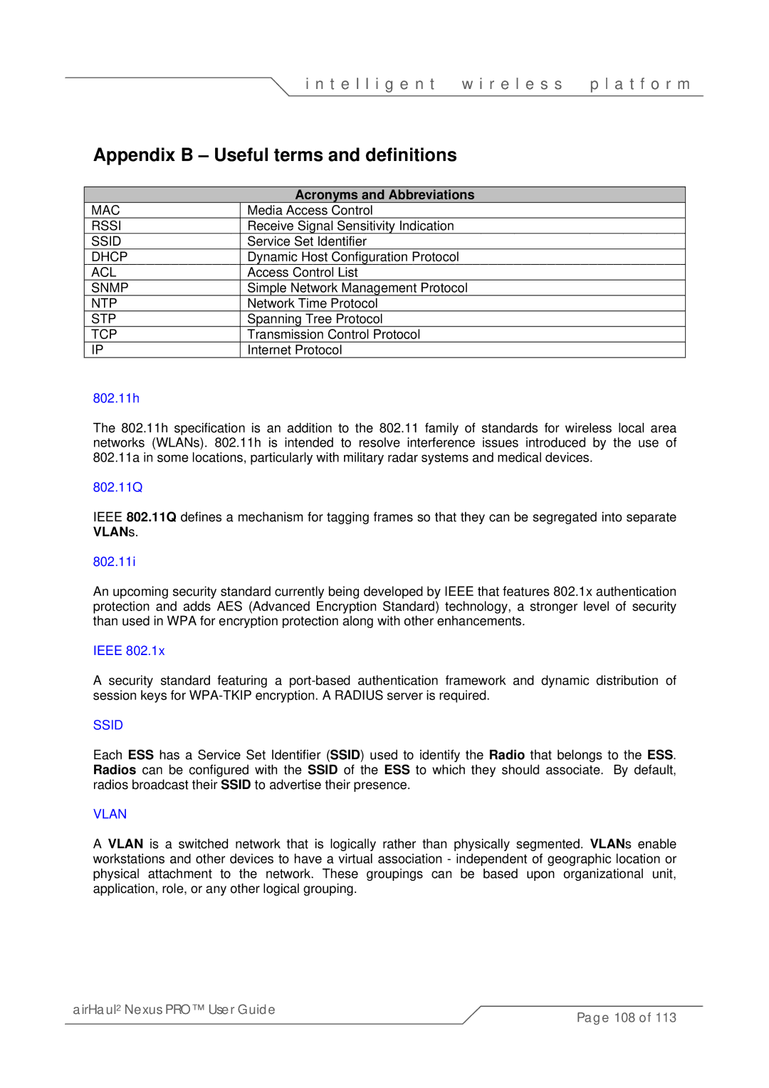 SmartBridges sB3021 manual Appendix B Useful terms and definitions, Acronyms and Abbreviations 