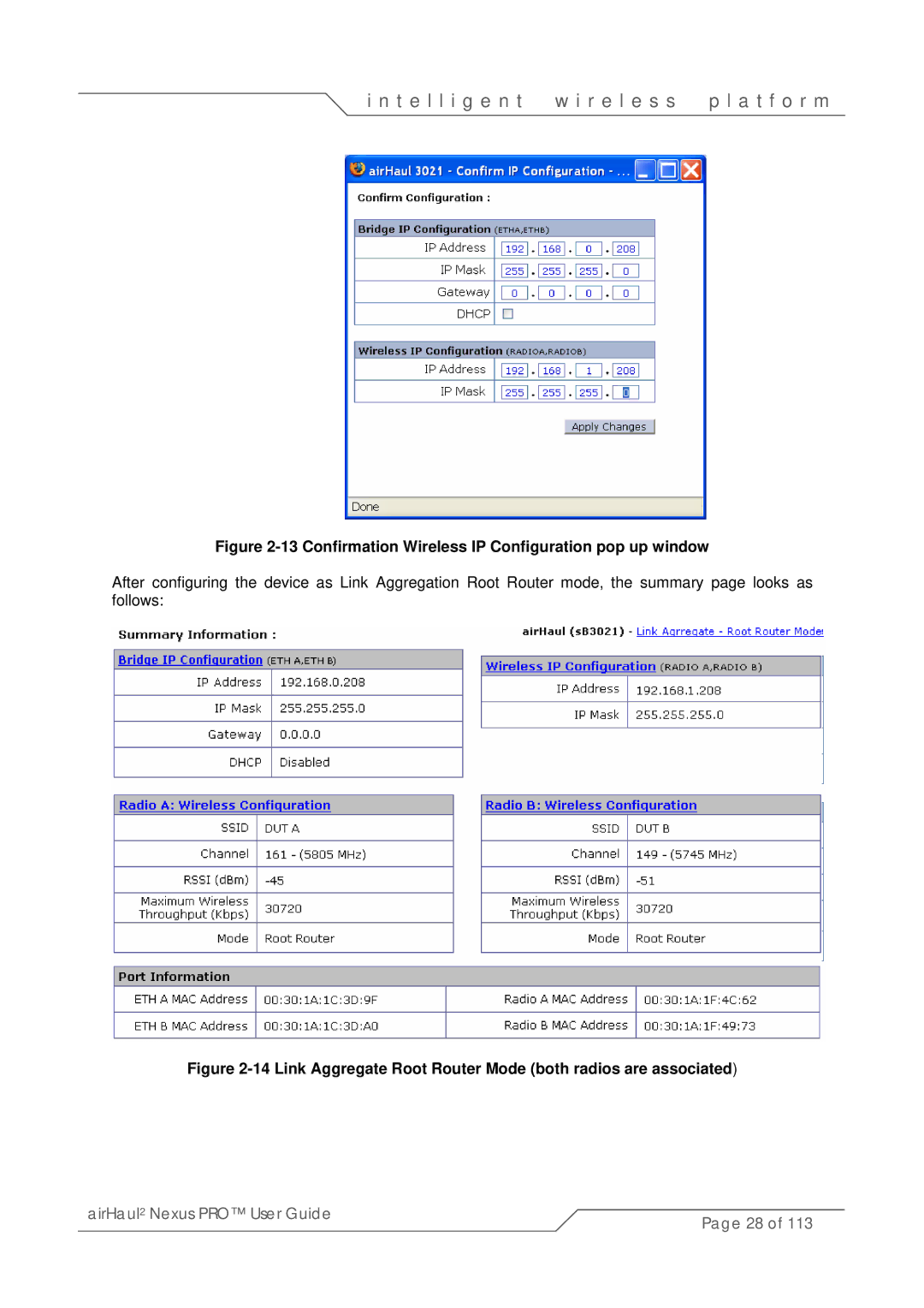 SmartBridges sB3021 manual Confirmation Wireless IP Configuration pop up window 