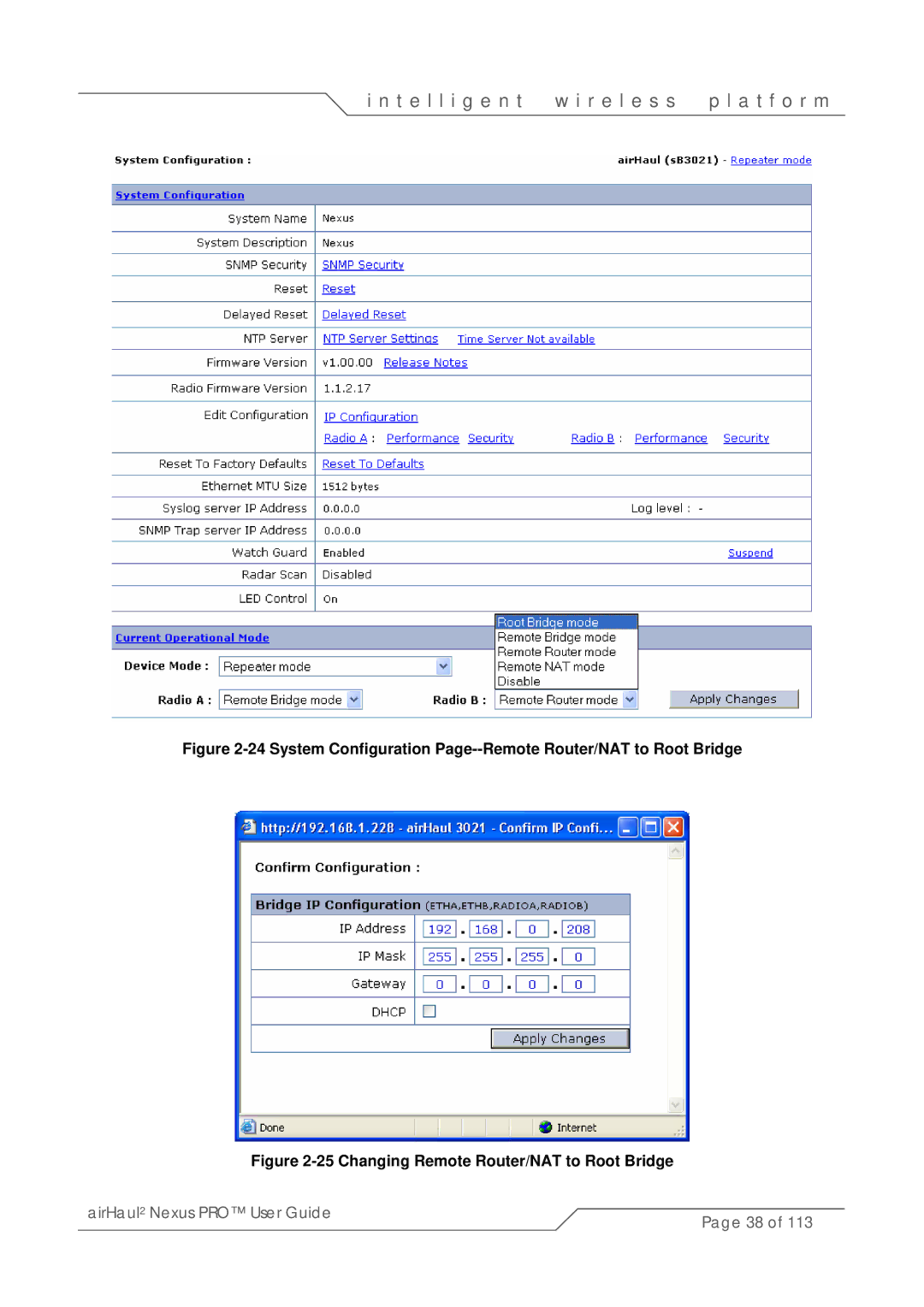 SmartBridges sB3021 manual Changing Remote Router/NAT to Root Bridge 