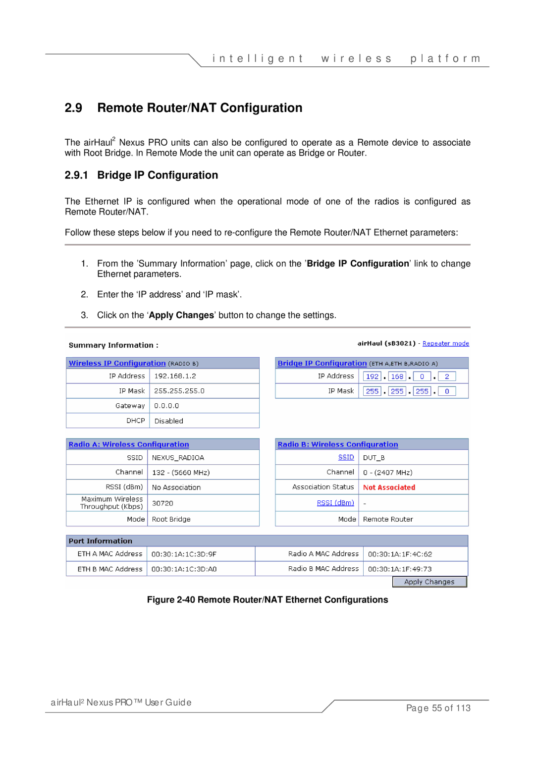 SmartBridges sB3021 manual Remote Router/NAT Configuration, Remote Router/NAT Ethernet Configurations 