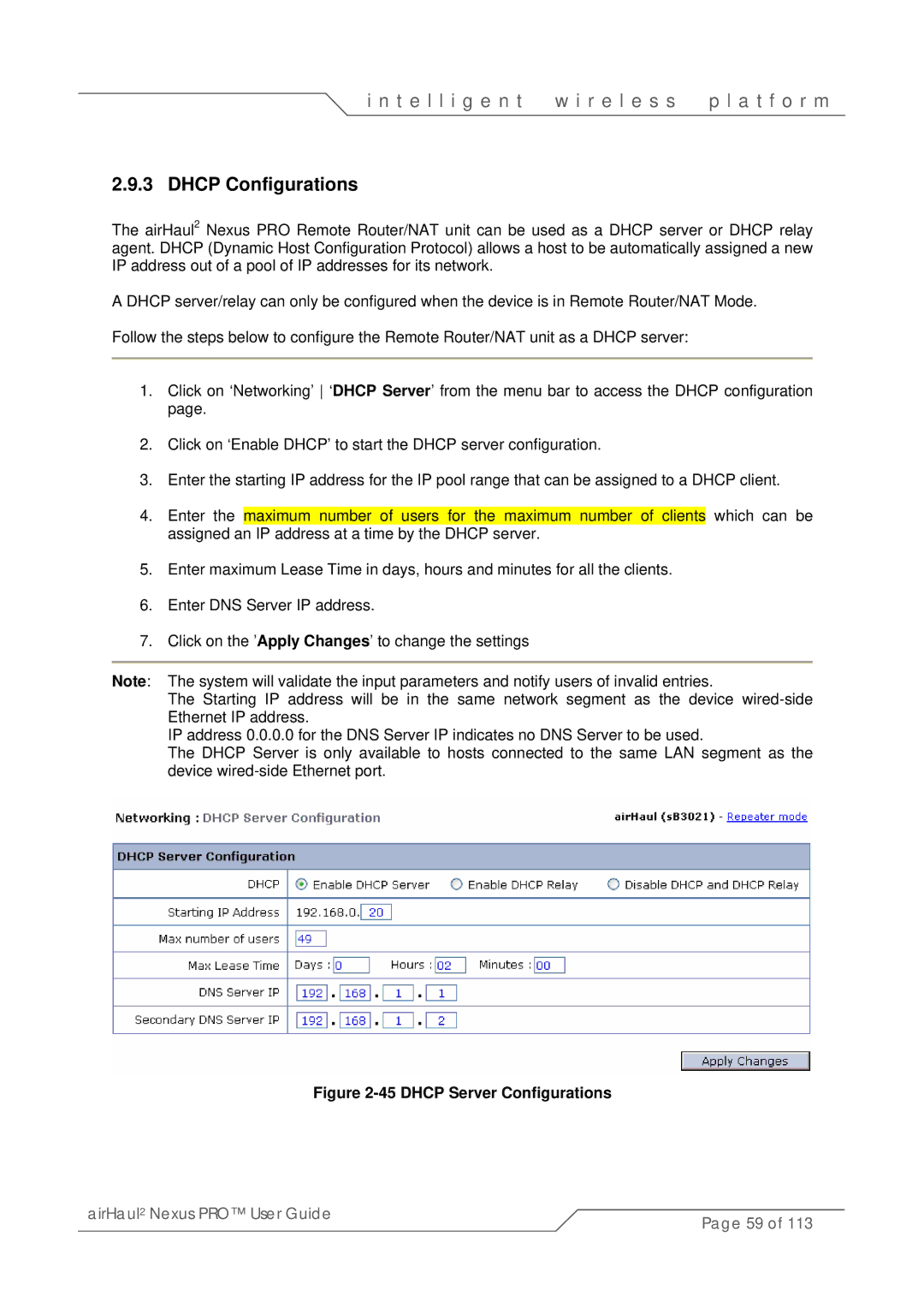 SmartBridges sB3021 manual Dhcp Configurations, Dhcp Server Configurations 