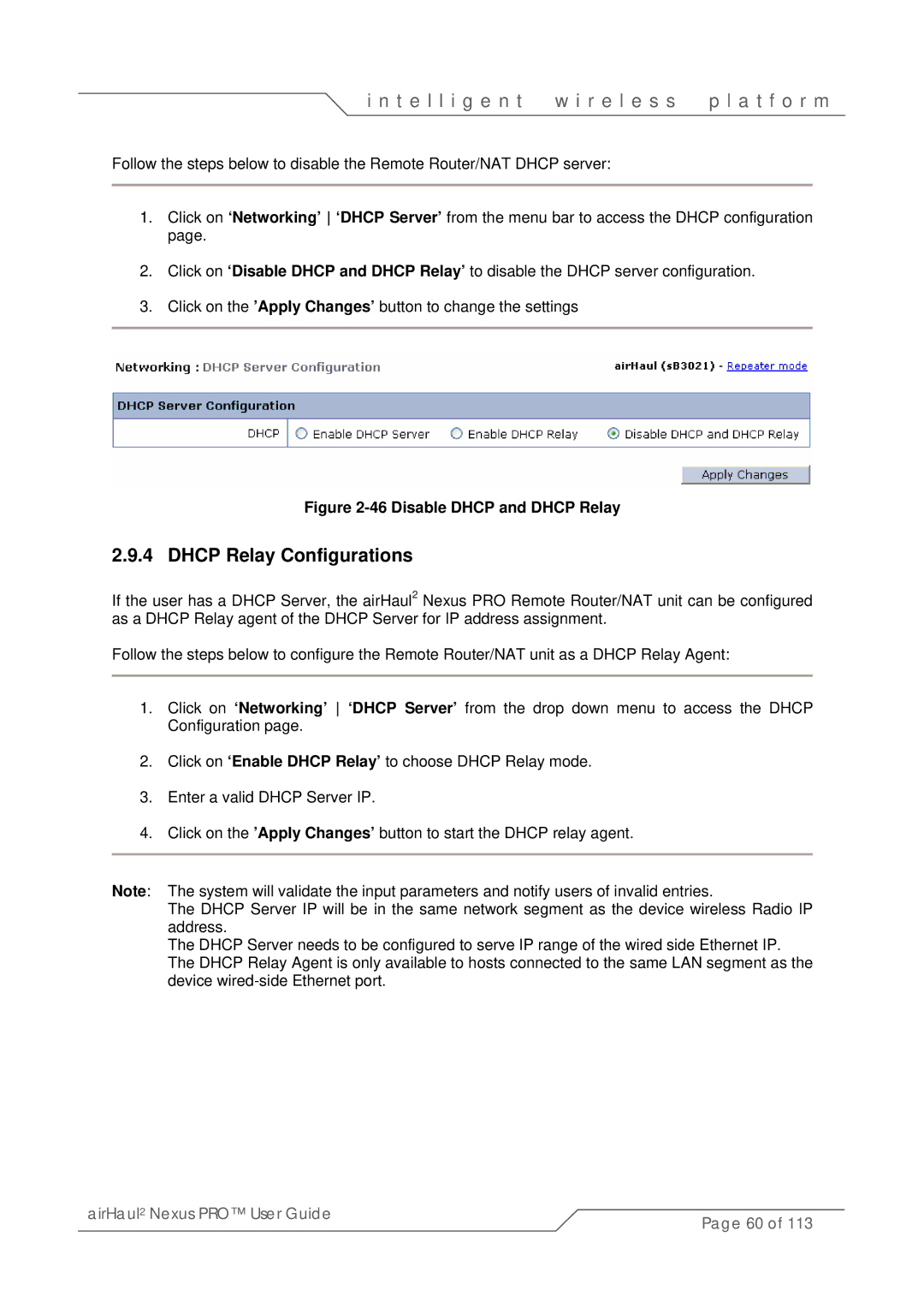 SmartBridges sB3021 manual Dhcp Relay Configurations, Disable Dhcp and Dhcp Relay 