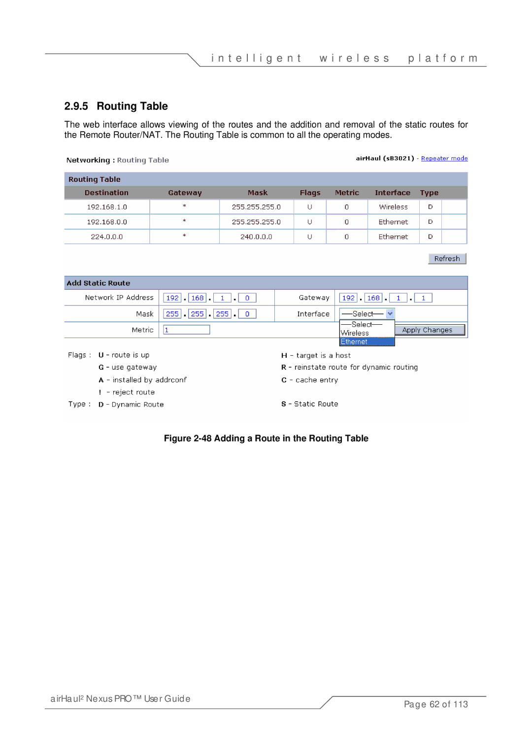 SmartBridges sB3021 manual Adding a Route in the Routing Table 