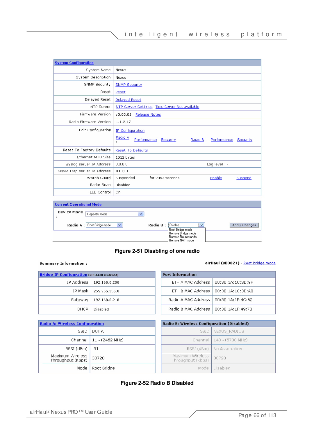 SmartBridges sB3021 manual Disabling of one radio 