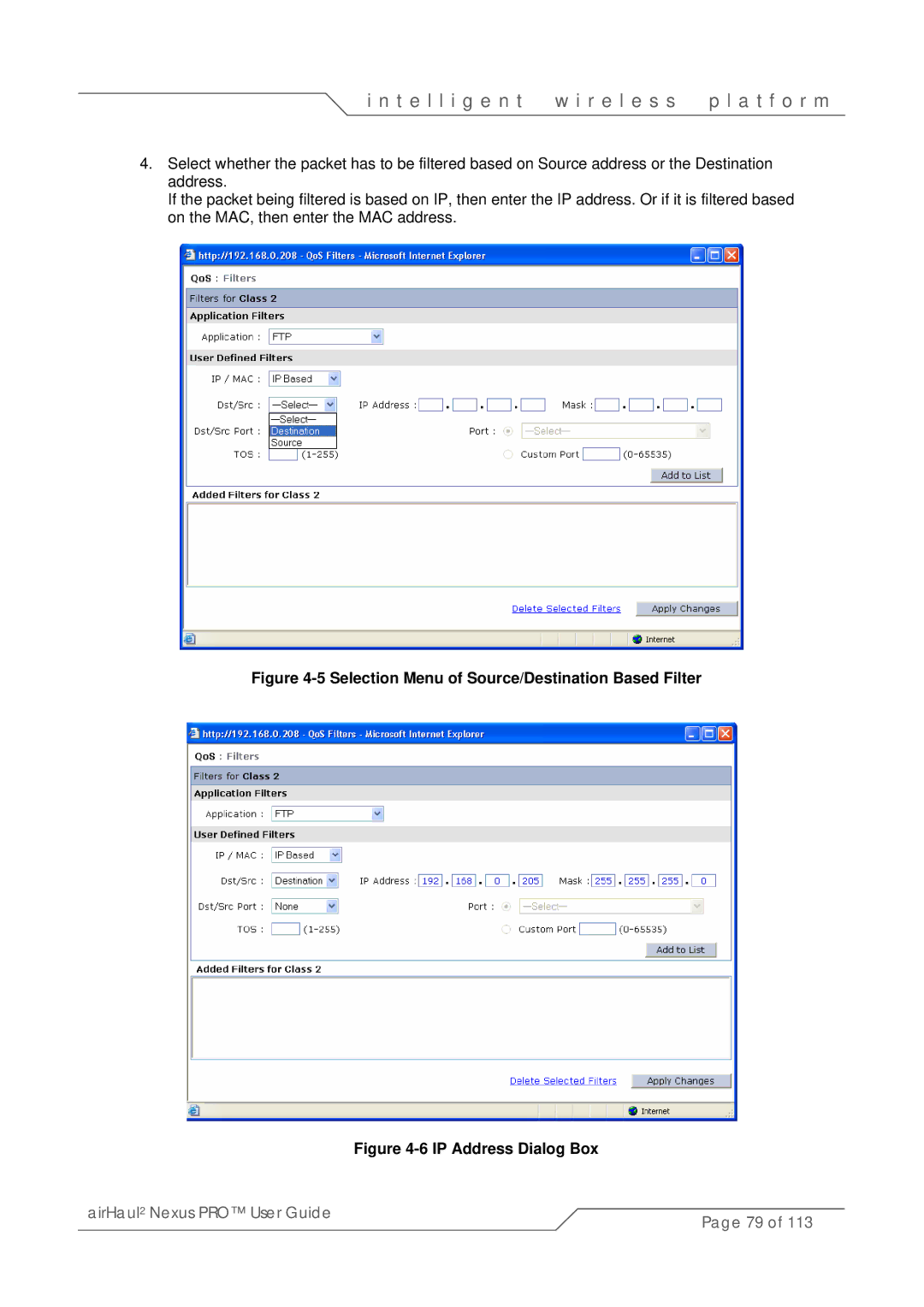 SmartBridges sB3021 manual Selection Menu of Source/Destination Based Filter 