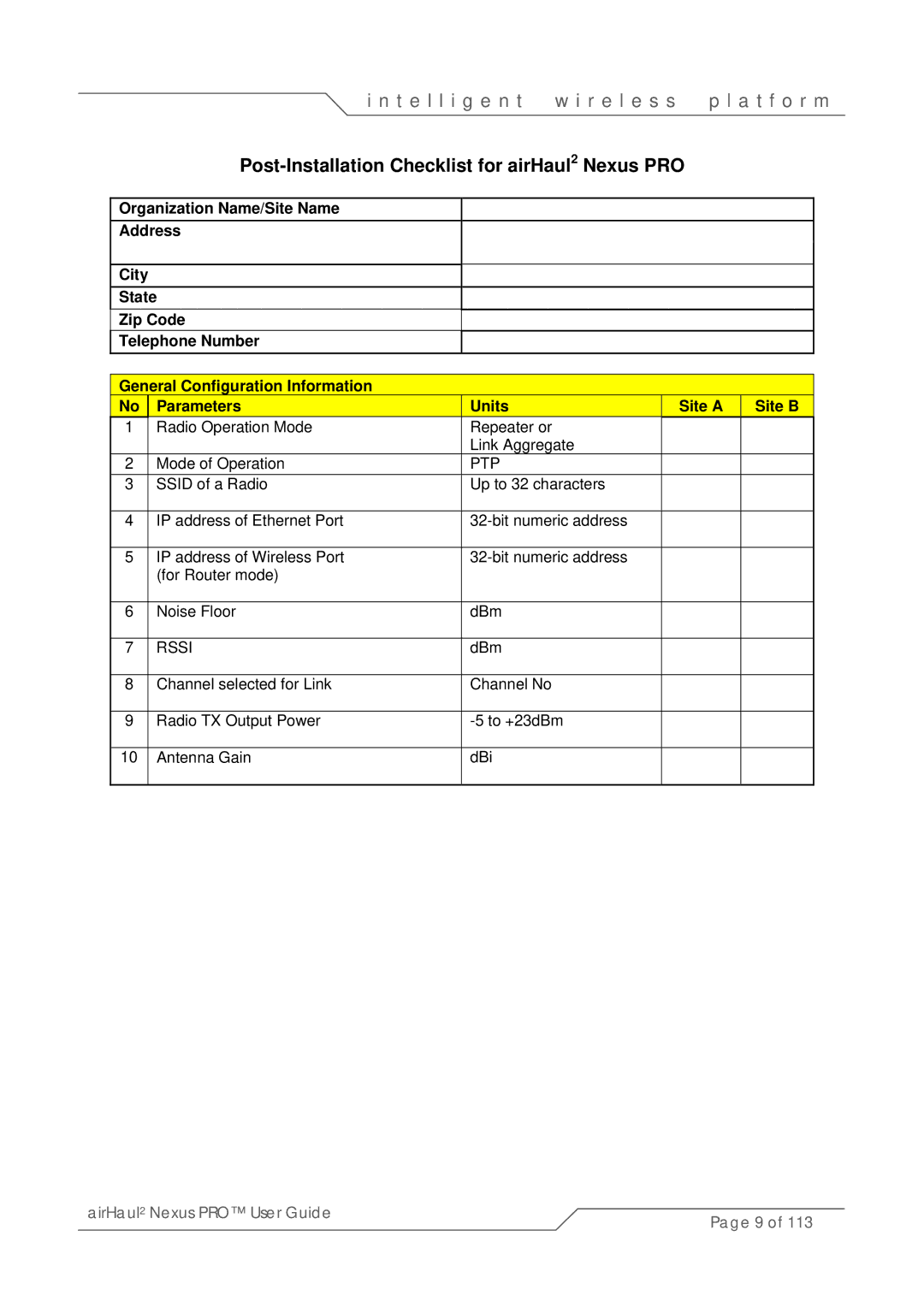 SmartBridges sB3021 manual Post-Installation Checklist for airHaul2 Nexus PRO, Ptp 