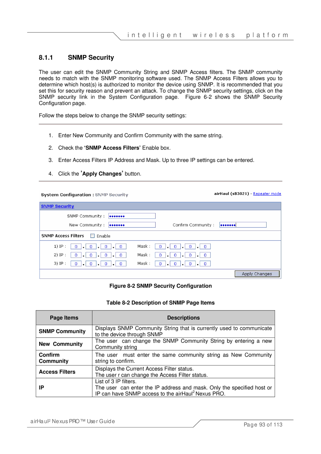 SmartBridges sB3021 manual Snmp Security 