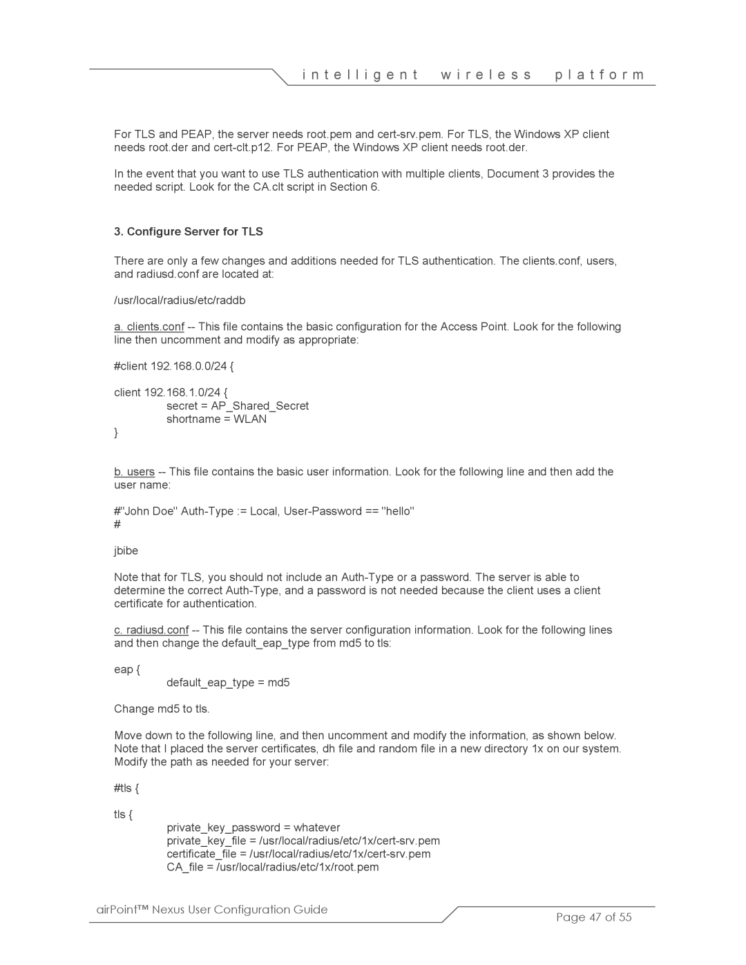 SmartBridges sB3210 manual Configure Server for TLS 