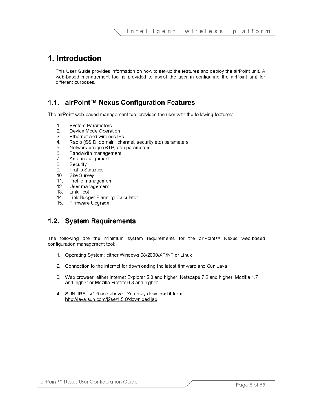 SmartBridges sB3210 manual Introduction, AirPoint Nexus Configuration Features, System Requirements 