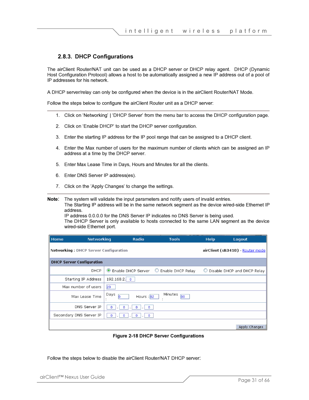 SmartBridges sB3410 manual Dhcp Configurations, Dhcp Server Configurations 