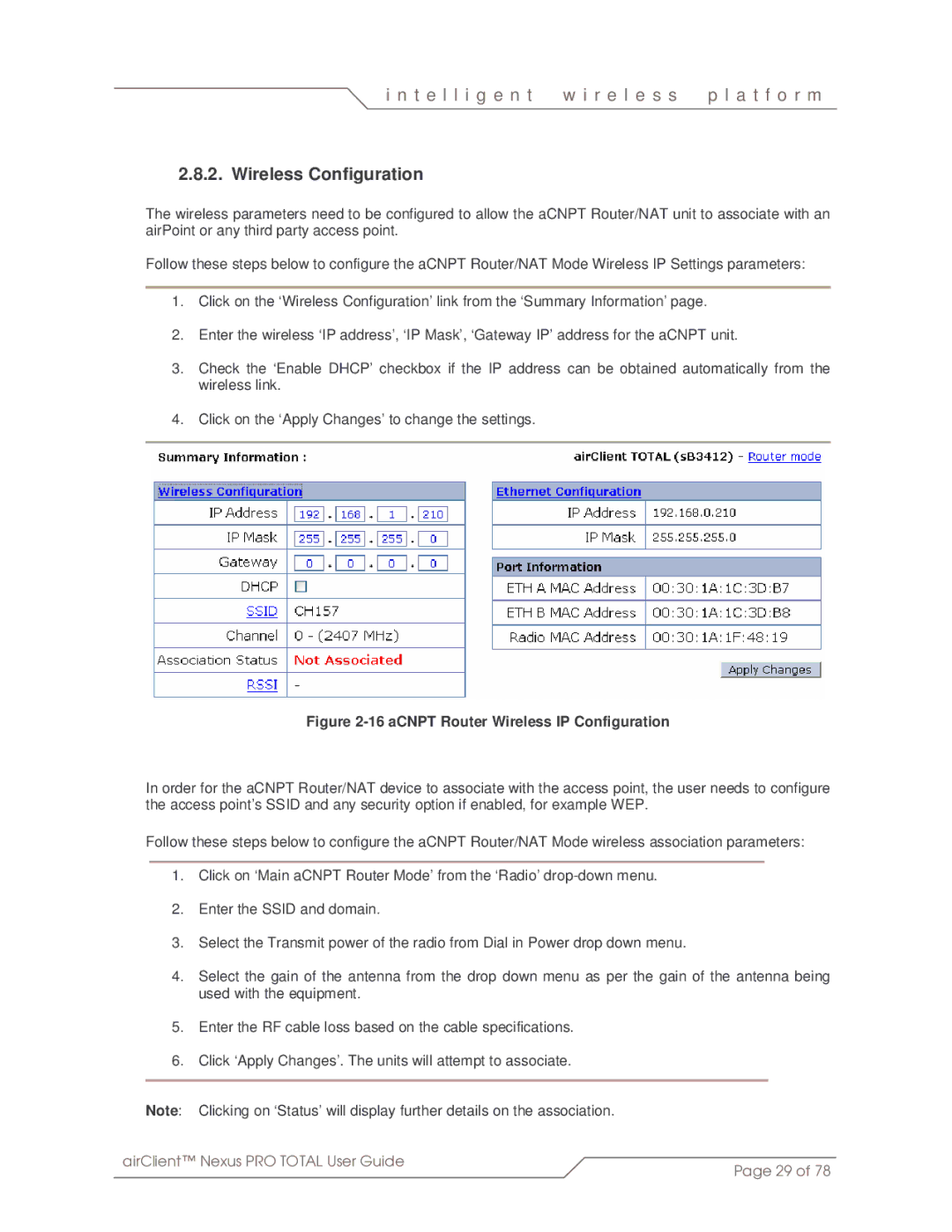 SmartBridges sB3412 manual aCNPT Router Wireless IP Configuration 