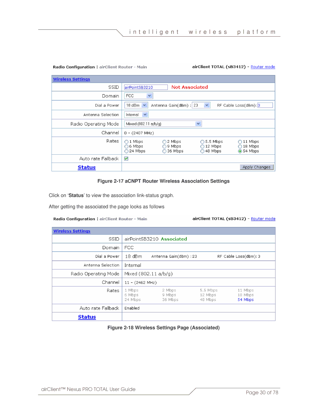 SmartBridges sB3412 manual aCNPT Router Wireless Association Settings 