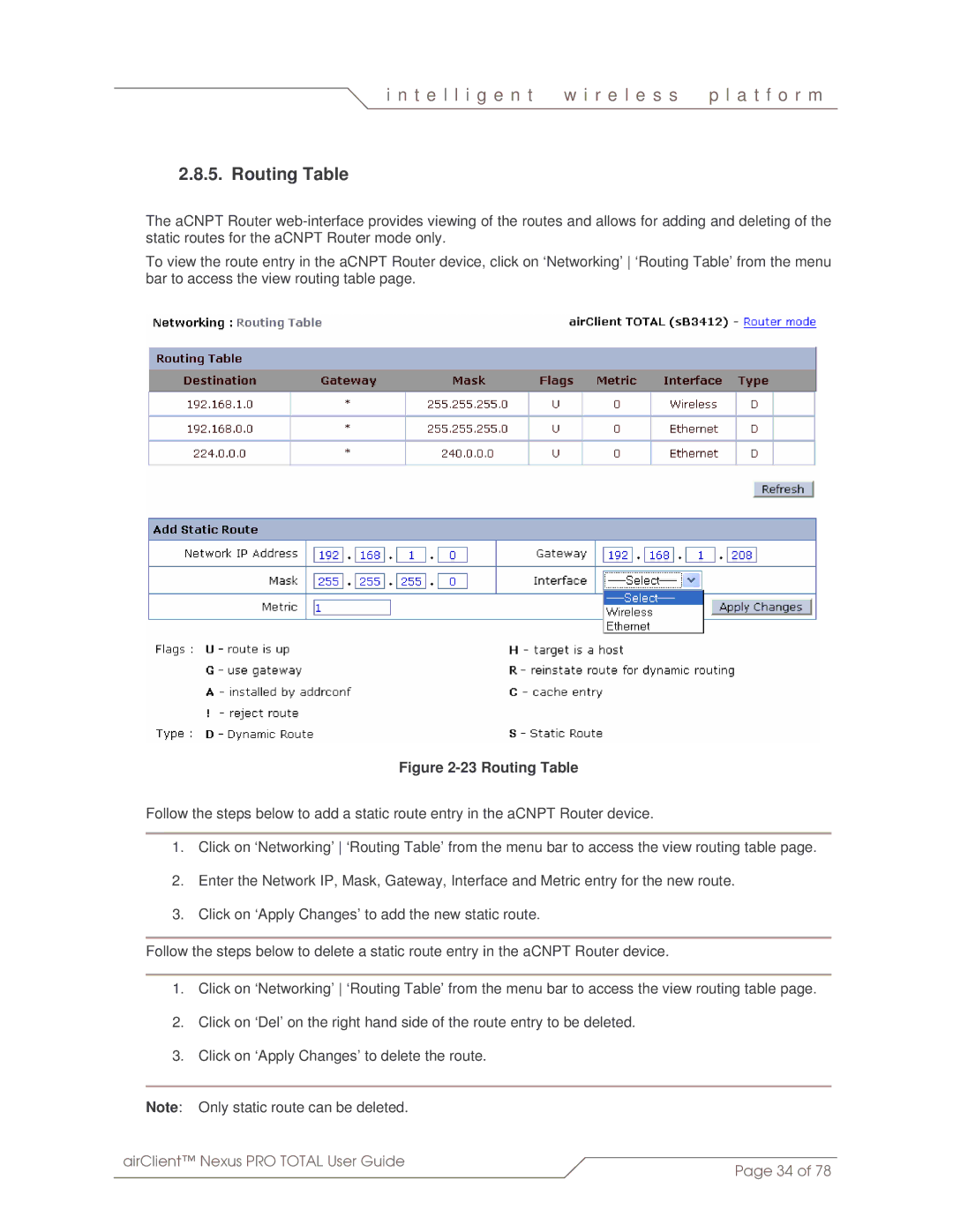 SmartBridges sB3412 manual Routing Table 