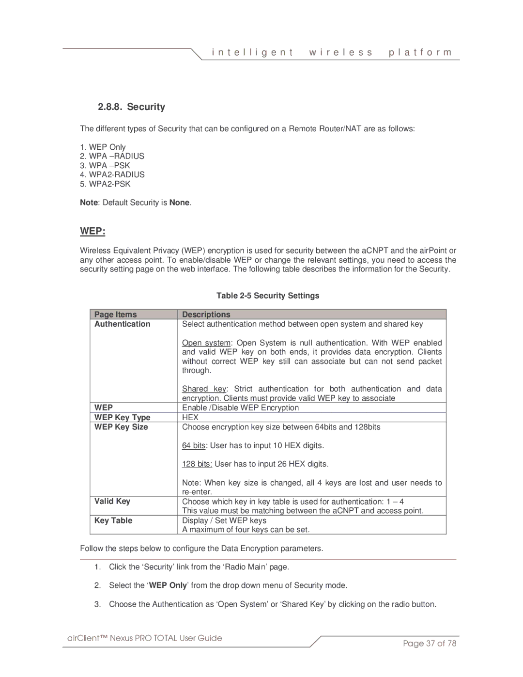 SmartBridges sB3412 manual Security 