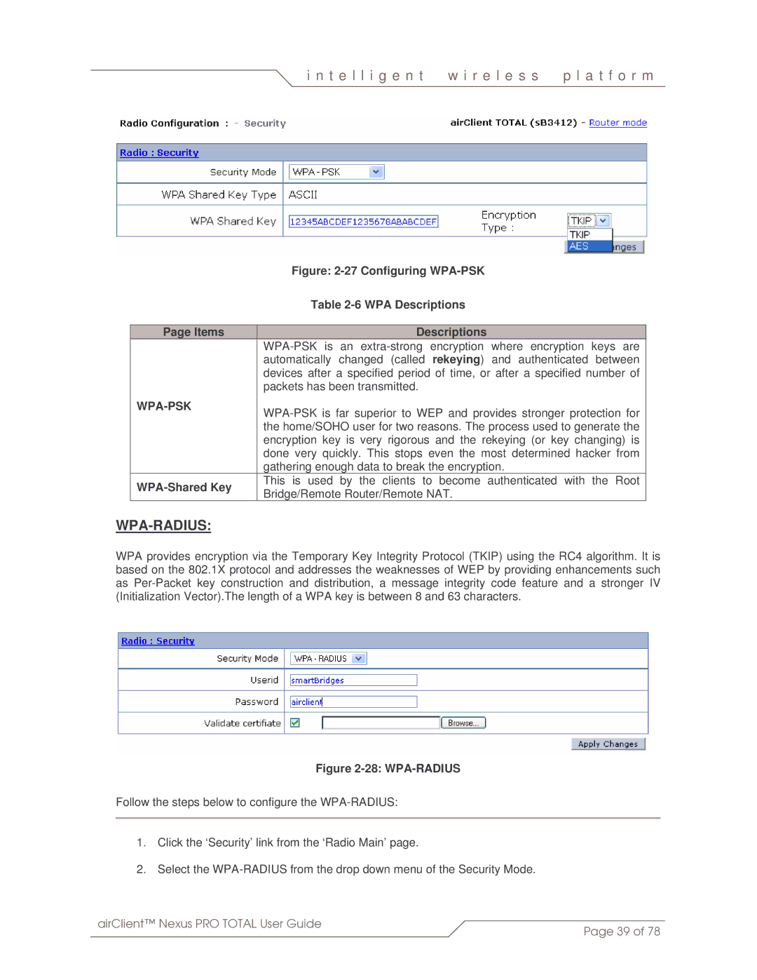 SmartBridges sB3412 manual WPA Descriptions, Items Descriptions, WPA-Shared Key 