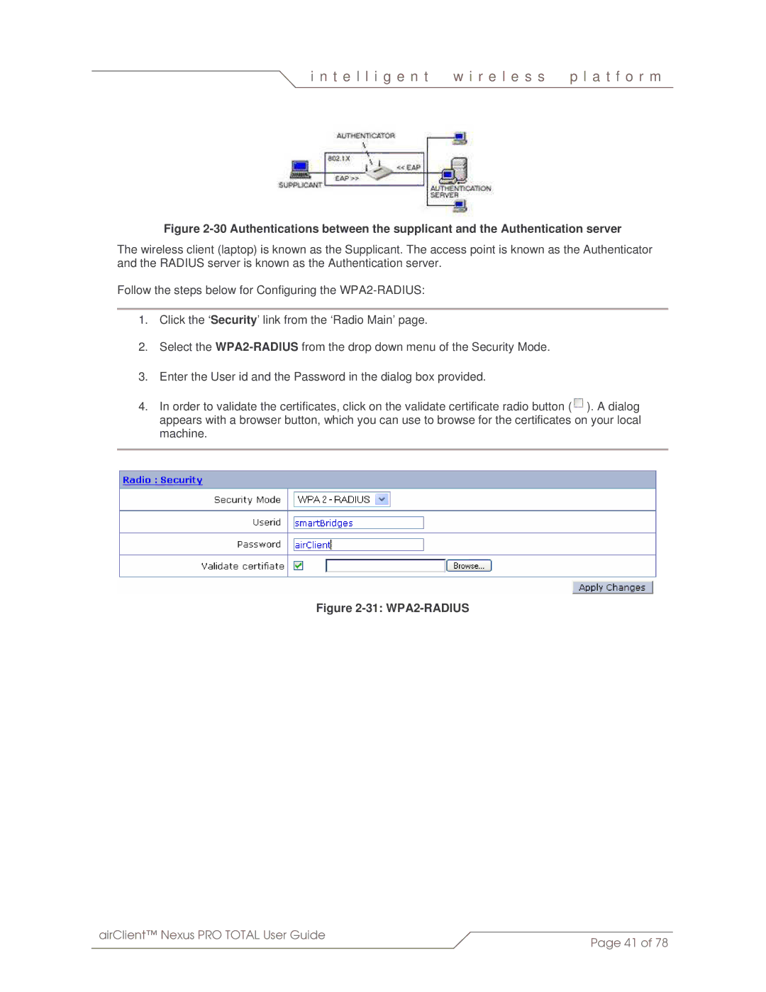 SmartBridges sB3412 manual 31 WPA2-RADIUS 