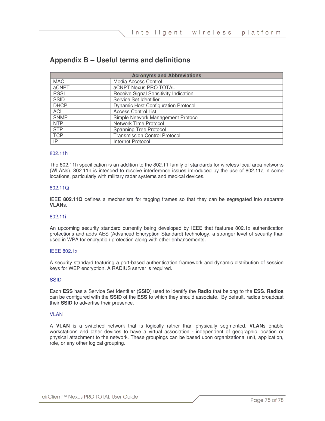 SmartBridges sB3412 manual Appendix B Useful terms and definitions, Acronyms and Abbreviations 