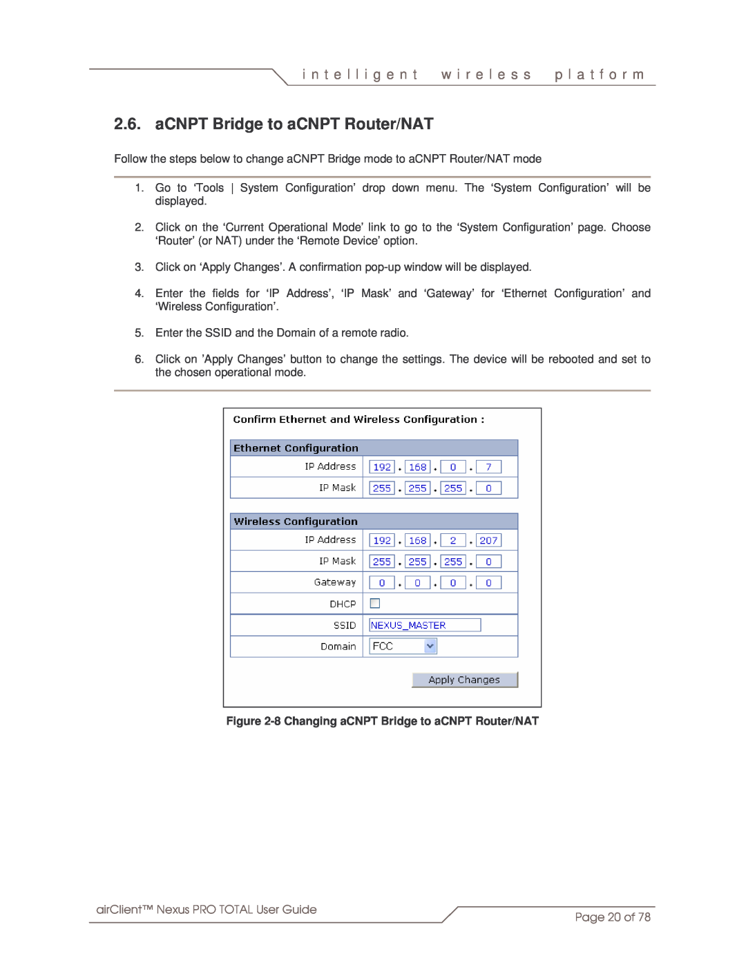 SmartBridges sB3412 aCNPT Bridge to aCNPT Router/NAT, i n t e l l i g e n t, w i r e l e s s, p l a t f o r m, Page 20 of 