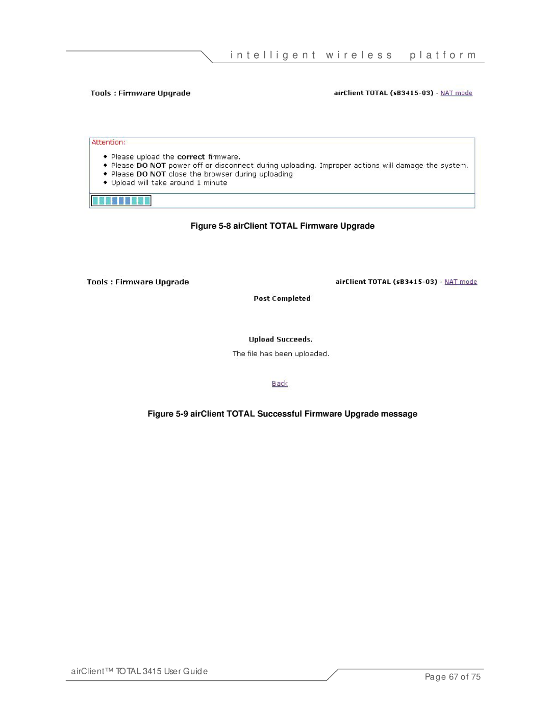 SmartBridges sB3415-03, sB3415-02, sB3415-01 manual AirClient Total Successful Firmware Upgrade message 