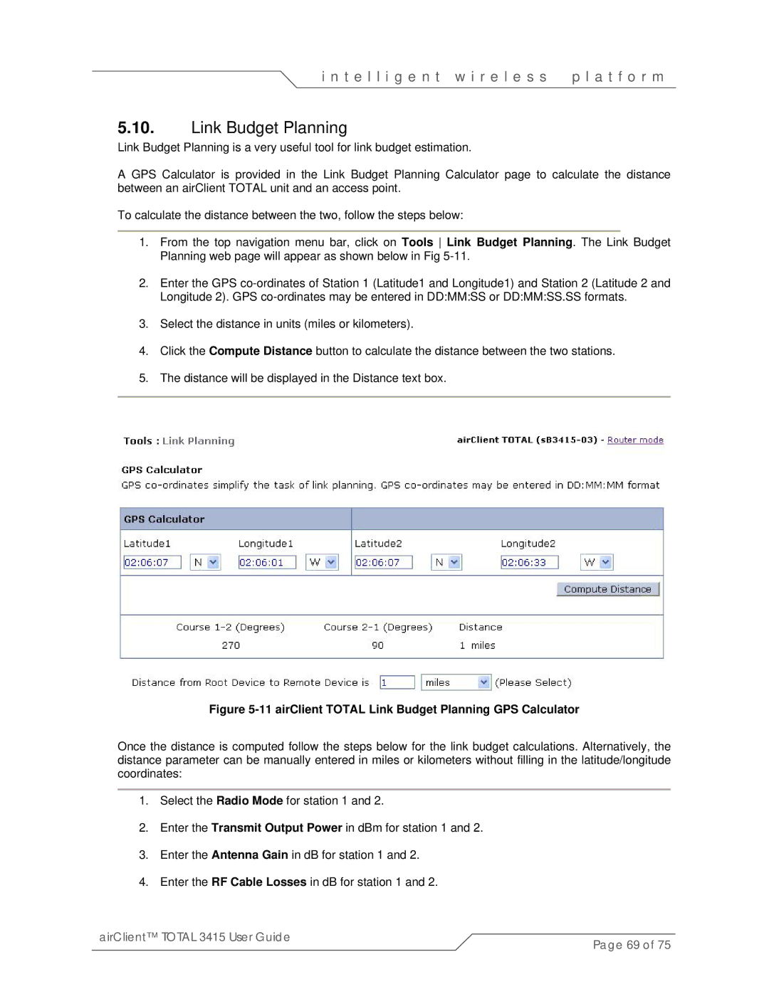 SmartBridges sB3415-02, sB3415-03, sB3415-01 manual airClient Total Link Budget Planning GPS Calculator 