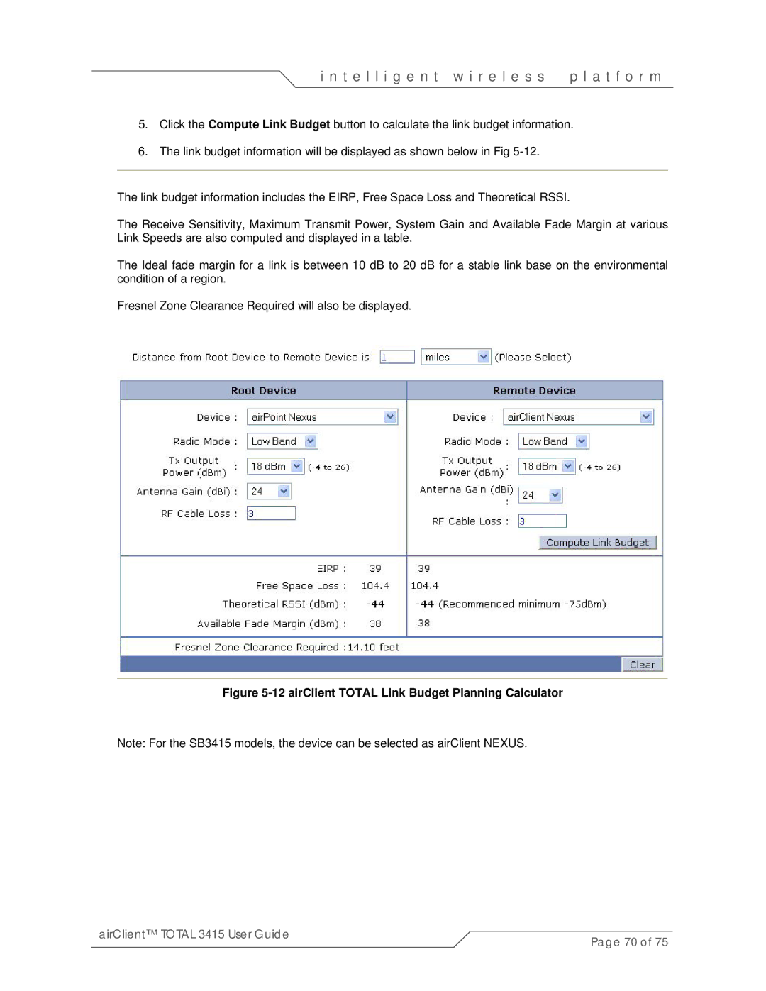 SmartBridges sB3415-03, sB3415-02, sB3415-01 manual airClient Total Link Budget Planning Calculator 