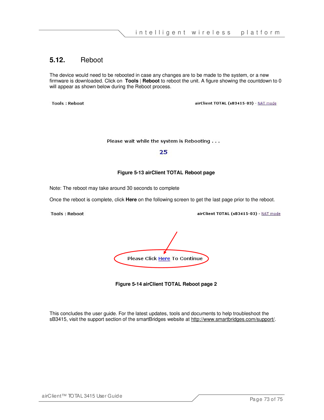 SmartBridges sB3415-03, sB3415-02, sB3415-01 manual airClient Total Reboot 