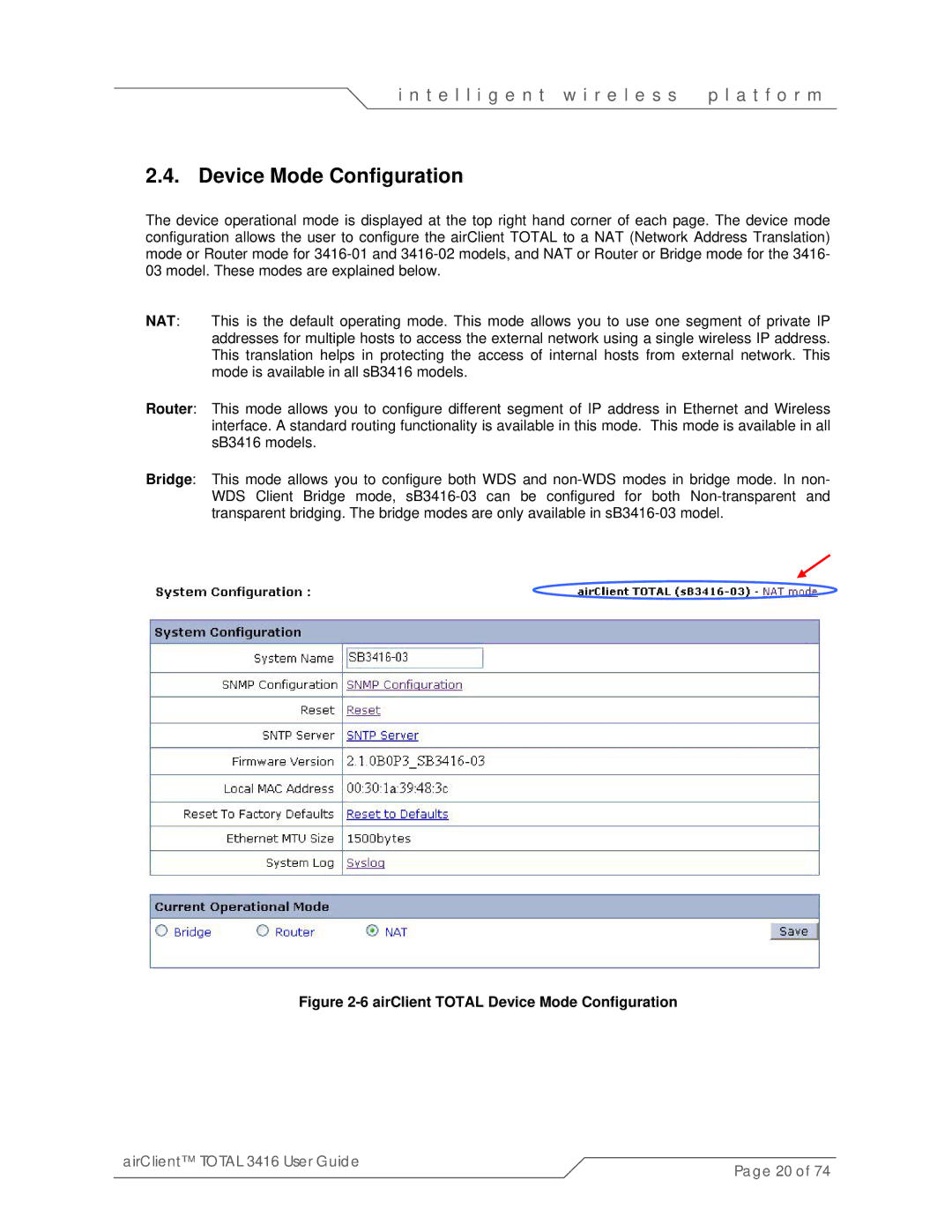 SmartBridges sB3416-02, sB3416-03, sB3416-01 manual AirClient Total Device Mode Configuration 