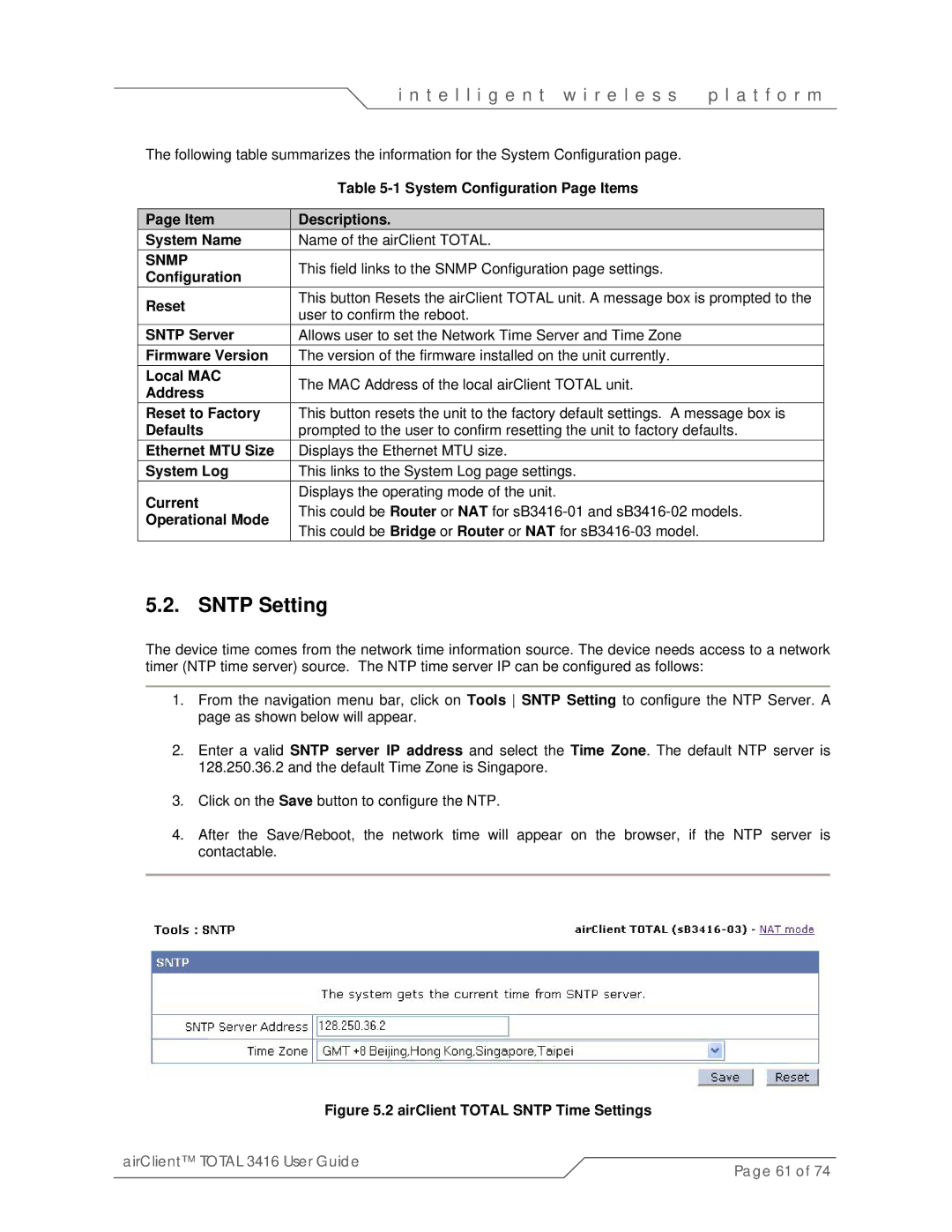 SmartBridges sB3416-01, sB3416-03, sB3416-02 manual Sntp Setting 