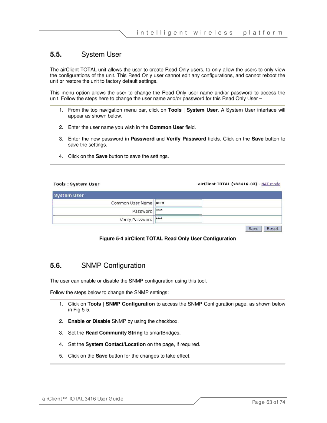 SmartBridges sB3416-03, sB3416-01, sB3416-02 manual System User, Snmp Configuration 