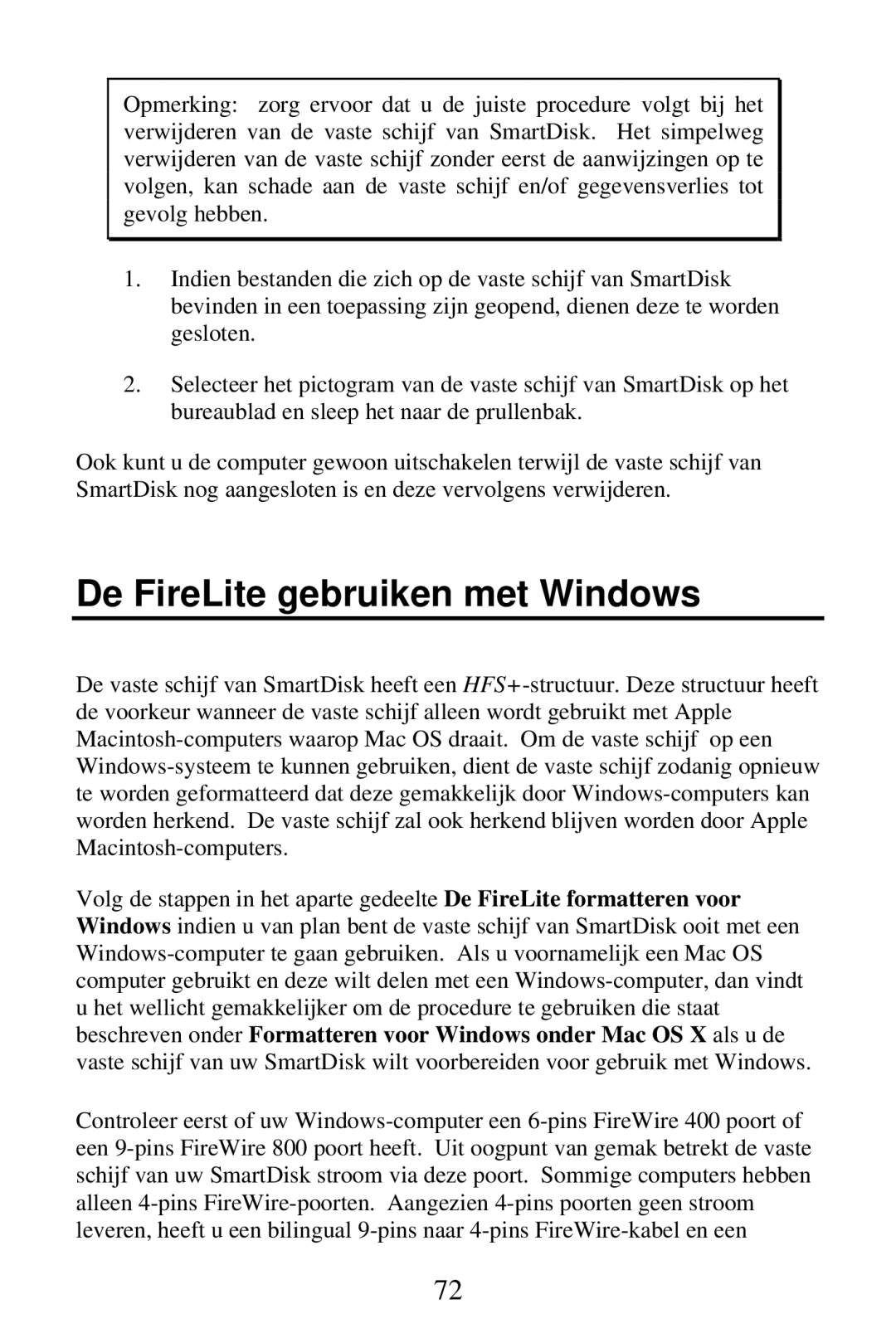 SmartDisk FireWire 800 manual De FireLite gebruiken met Windows 