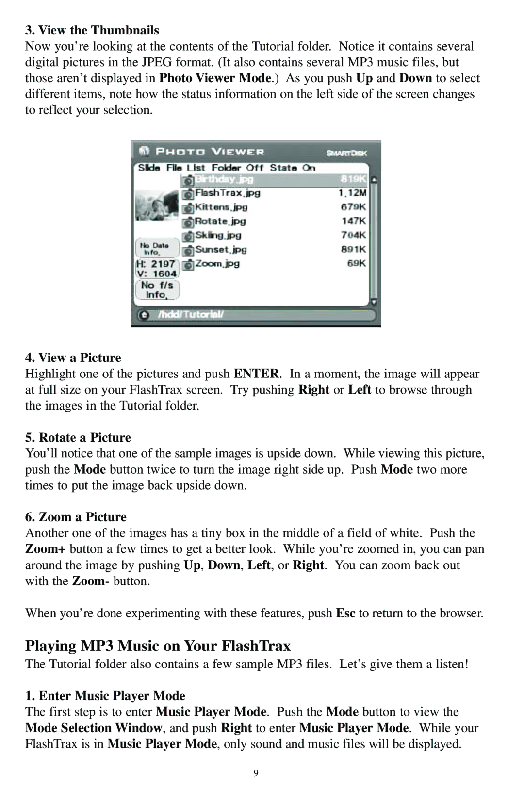 SmartDisk manual Playing MP3 Music on Your FlashTrax 