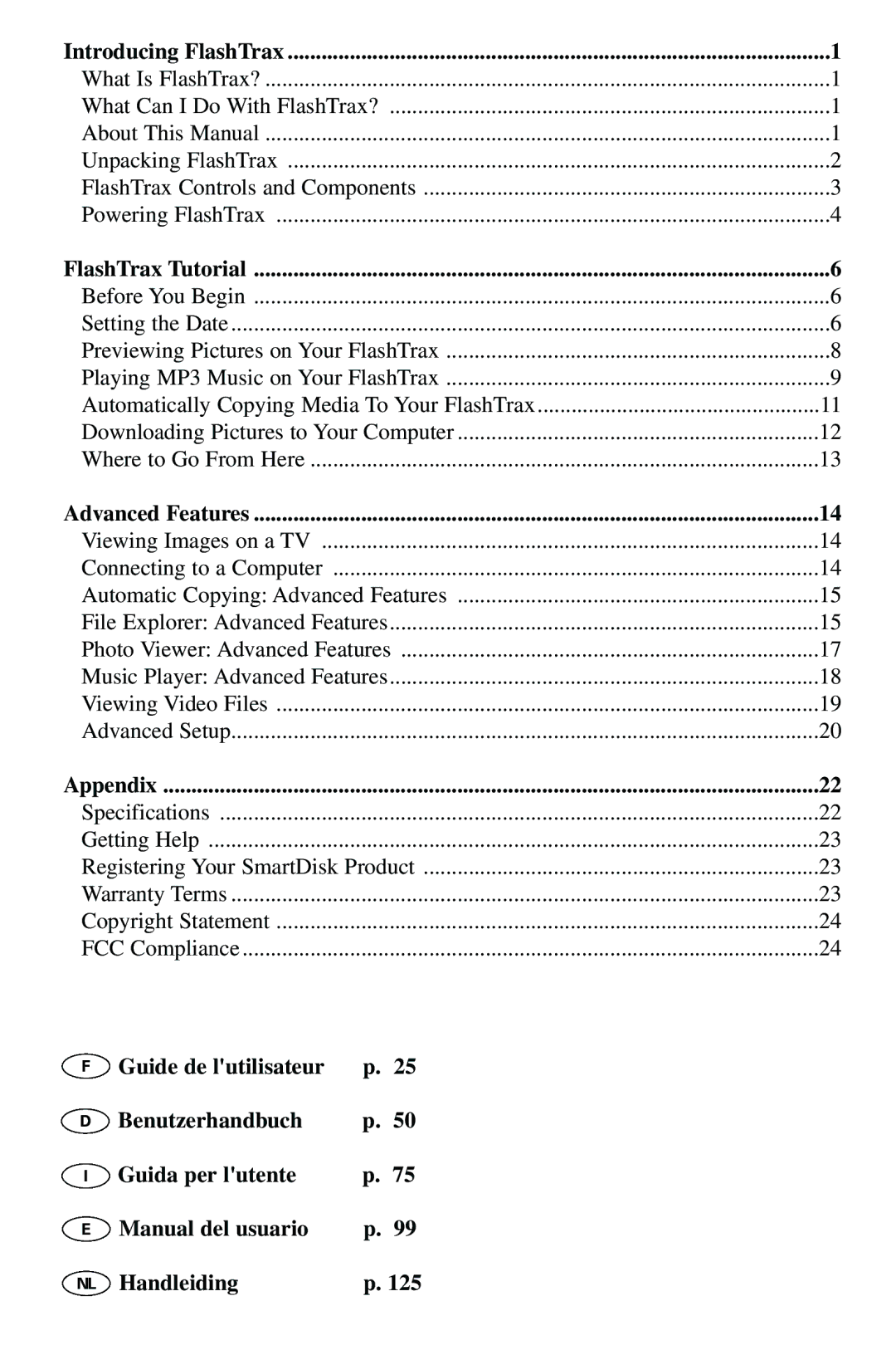 SmartDisk MP3 manual Introducing FlashTrax, FlashTrax Tutorial, Advanced Features, Appendix 